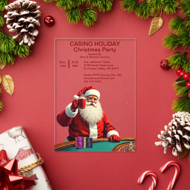 Weihnachten - Las Vegas Casino Party Acryleinladungen (Insitu (Feiertag))