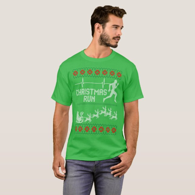 Weihnachten laufender Läufer-hässliches T-Shirt (Vorne ganz)