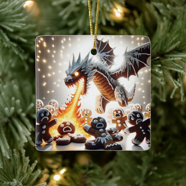 Weihnachten: Lebkuchendrache auf der Lose Keramikornament (Baum)