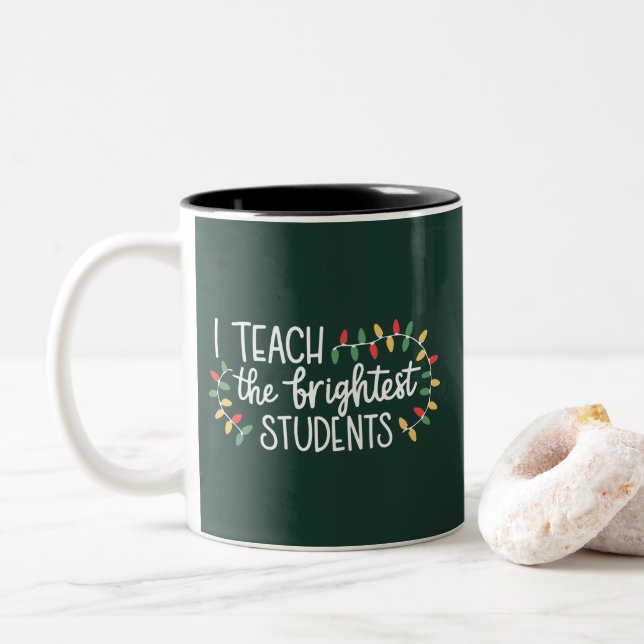 Weihnachten lehre ich den Brightesten Schülern Zweifarbige Tasse (Mit Donut)