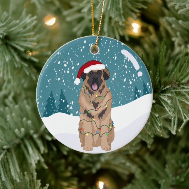 Weihnachten Leonberger   Keramik Ornament (Baum)