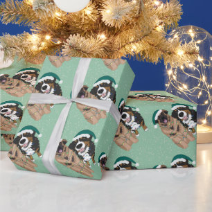 Weihnachten - Leonberger und Berner Hund Geschenkpapier