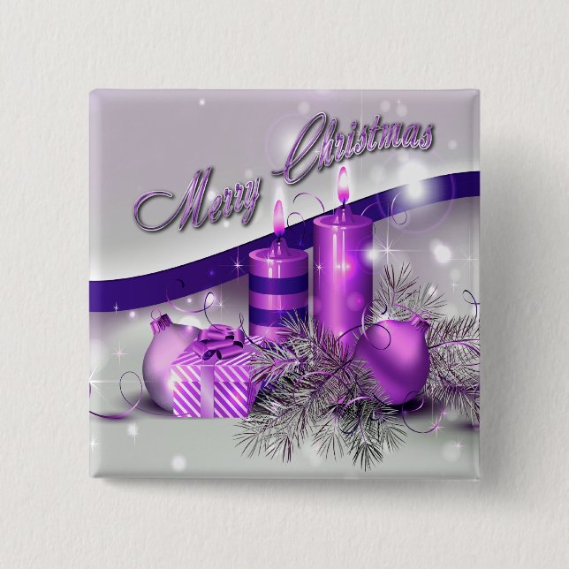 Weihnachten leuchtet lila Schein durch Button (Vorderseite)