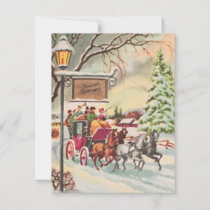 Weihnachten - Leute reiten auf einer Pferdekutsche