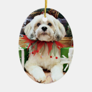 Weihnachten - Lhasa Apso - Muffie Keramikornament