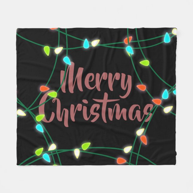 Weihnachten Lichter Frohe Weihnachten Fleecedecke (Vorderseite (Horizontal))