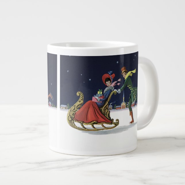 Weihnachten, Liebe Ice Skaten Jumbo-Tasse (Vorderseite Rechts)