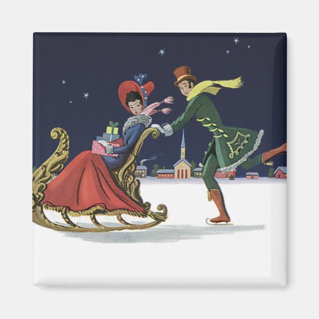 Weihnachten, Liebe Ice Skaten Magnet (Vorne)