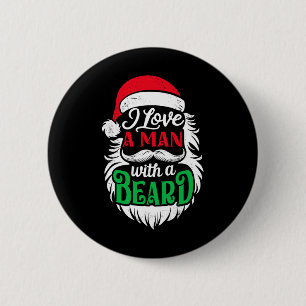 Weihnachten Liebe ich einen Mann mit Bart Funny Sa Button