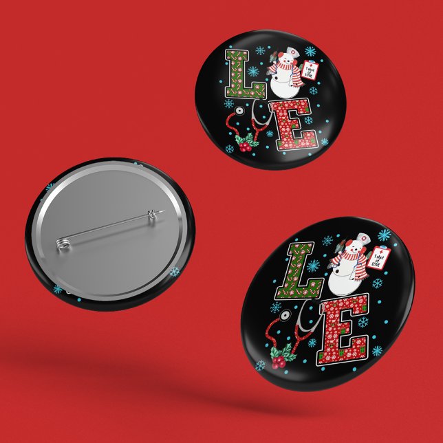 Weihnachten Liebe Nurse Niedlich Medical Snowman H Button (Von Creator hochgeladen)
