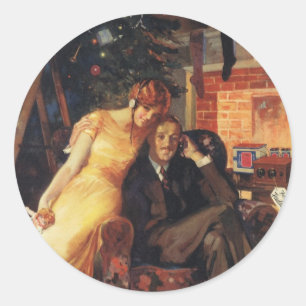 Weihnachten, Liebe und Romantik Runder Aufkleber