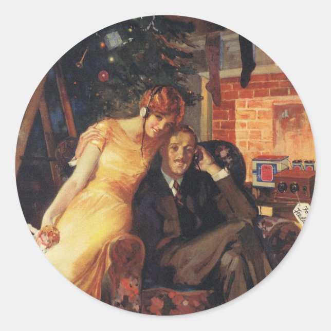 Weihnachten, Liebe und Romantik Runder Aufkleber (Vorderseite)