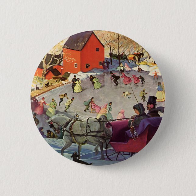 Weihnachten, Liebe und Romantik Sleigh Button (Vorderseite)