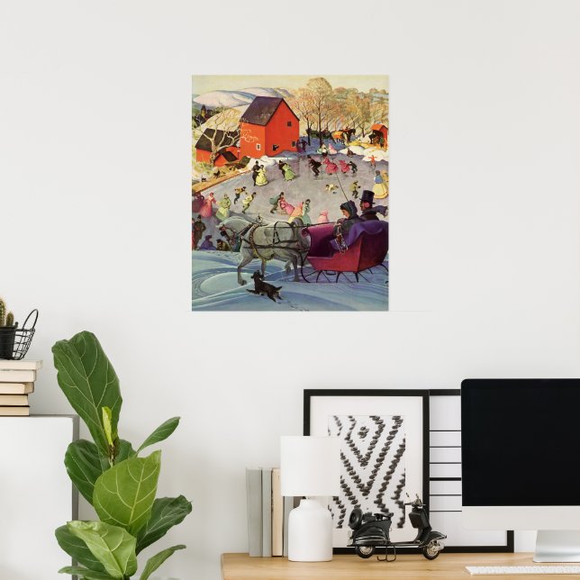 Weihnachten, Liebe und Romantik Sleigh Poster (Heimbüro)