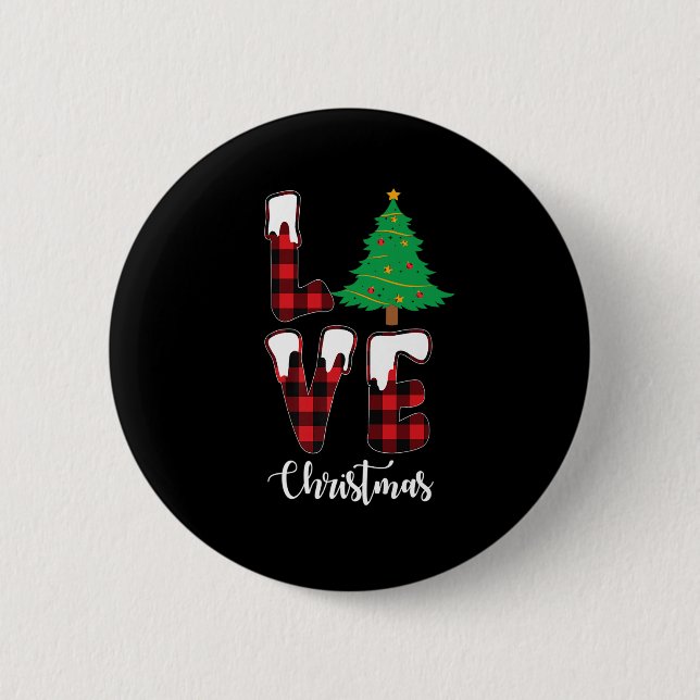 Weihnachten Liebe Weihnachtsbaum Button (Vorderseite)
