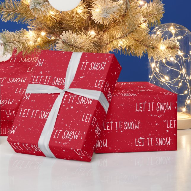 Weihnachten ließ es Schnee Text auf Schneeflocken Geschenkpapier (Feiertage)