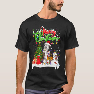 Weihnachten Lighting Matching Santa Barted Collie T-Shirt