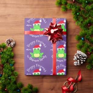 Weihnachten Lila Frosch Weihnachtsmannmütze Neuhei Geschenkpapier