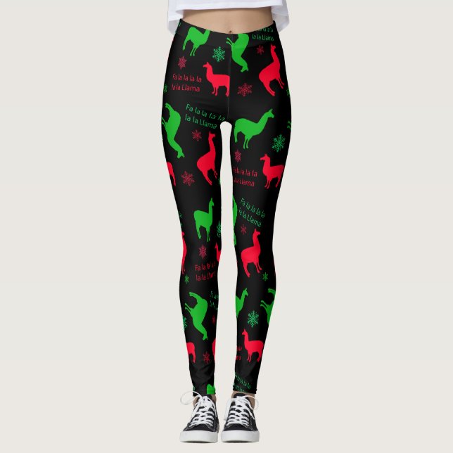 Weihnachten Llama Fa la Llama Urlaub Leggings (Vorderseite)