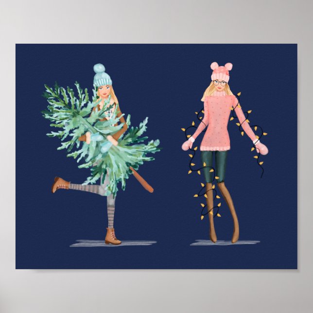 Weihnachten Lovin' Girls Verspieltes Val Corippo Poster (Vorne)