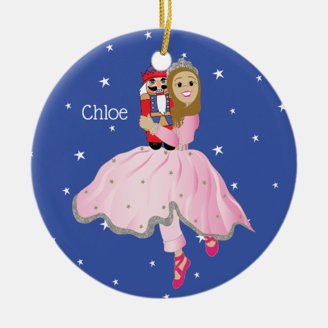 Weihnachten Lt Brown Hair Nutcracker Ballett Ornam Keramik Ornament (Vorne)