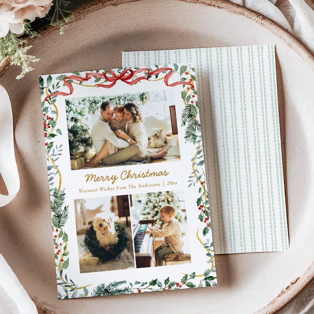 Weihnachten Lush Winter Greenery & Red Bow 3 Foto (Von Creator hochgeladen)