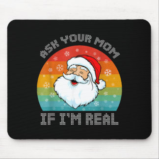 Weihnachten lustig retro Weihnachtsmann fragt Mama Mousepad