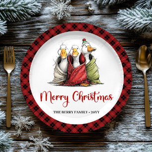 Weihnachten Lustige Alberne Gänse Wunderliche Part Pappteller