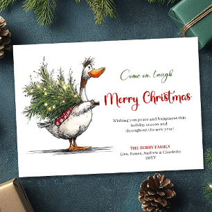 Weihnachten Lustige Dumme Gans Minimalistische Grü