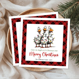 Weihnachten Lustige Verrückte Alberne Gänse Papier Serviette