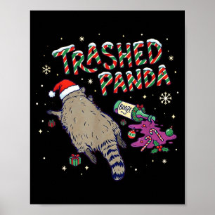 Weihnachten Lustiger Zertrümmerter Panda Waschbär  Poster