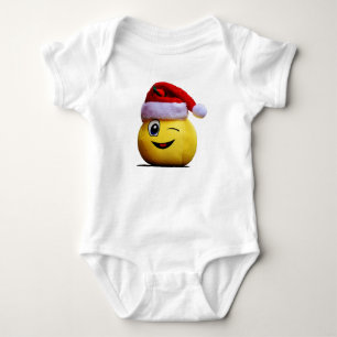 Weihnachten Lustiges Emoji Zwinkern Lächeln Santa  Baby Strampler