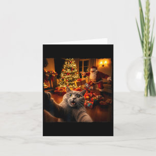 Weihnachten Lustiges Katzen-Selfie mit dem Weihnac Karte