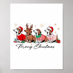 Weihnachten Lustiges Wiener Würstchen Hund Dachshu Poster