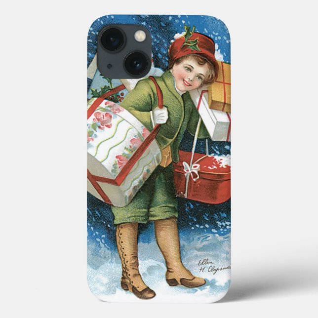 Weihnachten, Mädchen mit Geschenken im Winter Schn Case-Mate iPhone Hülle (Rückseite)