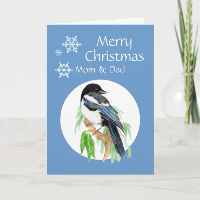 Weihnachten Magpie Mama Vater Garden Bird (Vorderseite)