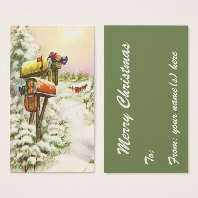 Weihnachten, Mailboxen im Winter Landschaft (Vorne & Hinten)