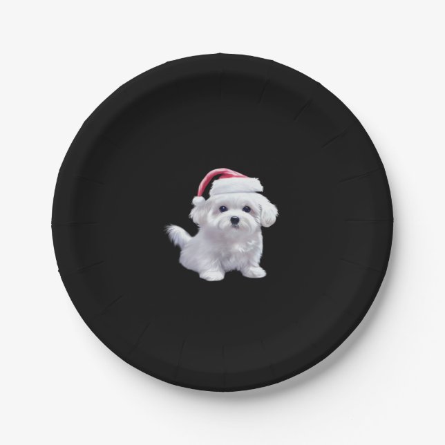 Weihnachten Maltesisch - Perfekt für Tierfreunde Pappteller (Vorderseite)