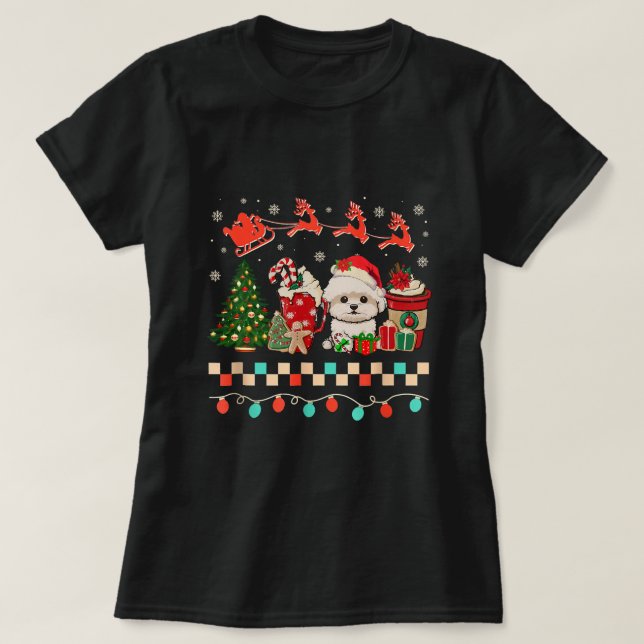 Weihnachten Maltipoo Hund Süßigkeiten Winter Cosy  T-Shirt (Design vorne)