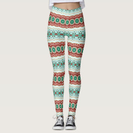 Weihnachten Mandala in Rot, Grün und Mattiert Blau Leggings