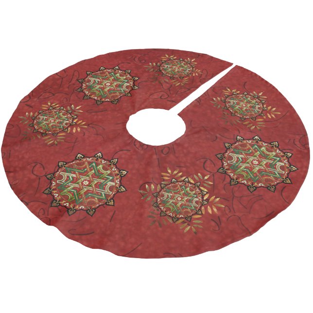 Weihnachten Mandala Polyester Weihnachtsbaumdecke (Schrägansicht)