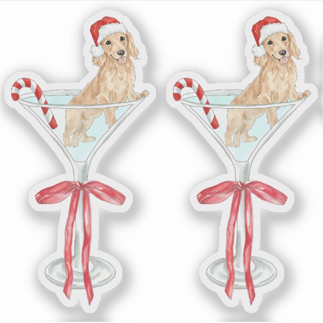 Weihnachten Mar-Würstchen Dackel Hund Wasserfarbe Aufkleber (Vorderseite)