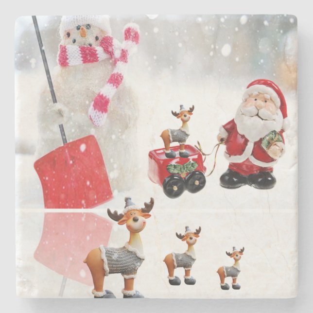 Weihnachten Marmor Stein Untersetzer, Santa Steinuntersetzer (Vorderseite)