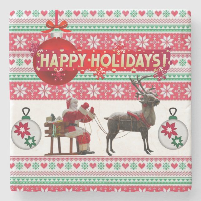 Weihnachten-Marmor-Stone-Untersetzer, glückliche F Steinuntersetzer (Vorderseite)