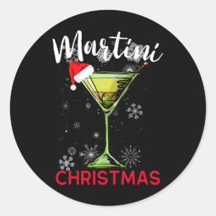 Weihnachten Martini Schwanz Happy Hour Fun Drink G Runder Aufkleber