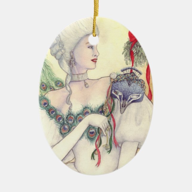 Weihnachten-Masken-Verzierung durch Mary Layton Keramik Ornament (Vorne)