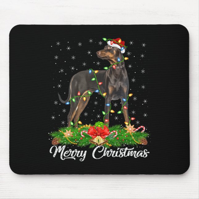 Weihnachten Matching Weihnachtsmannmütze Doberman  Mousepad (Vorne)