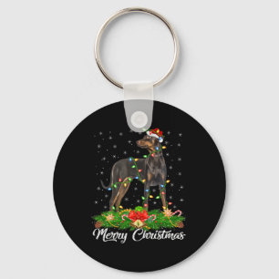 Weihnachten Matching Weihnachtsmannmütze Doberman Schlüsselanhänger
