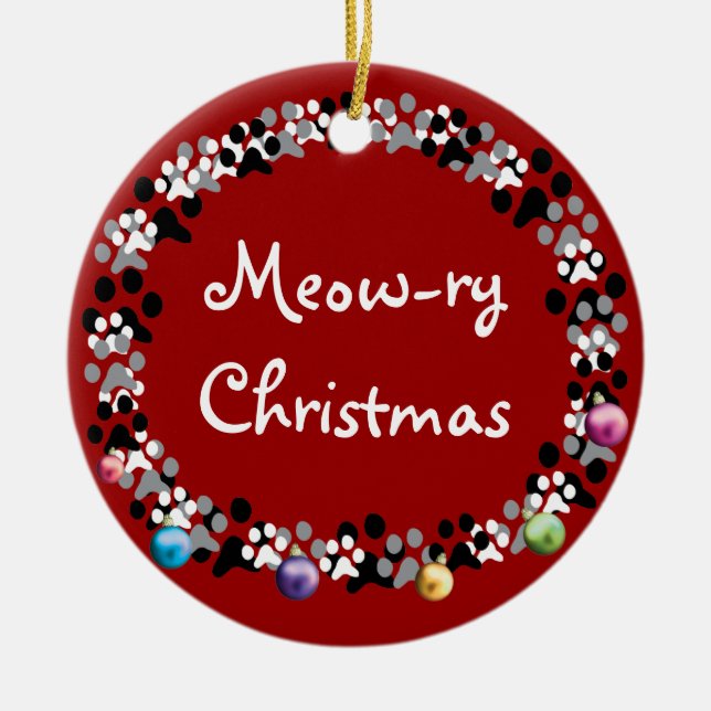 Weihnachten Meow-Relais Keramikornament (Vorne)