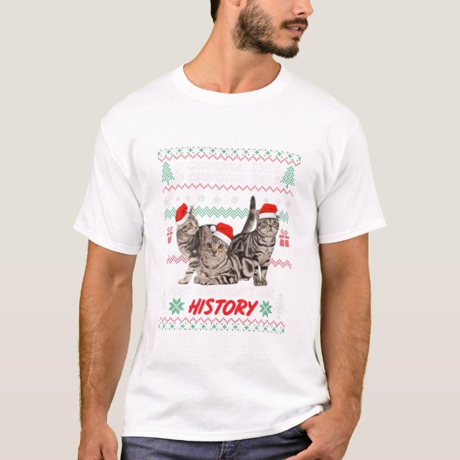 Weihnachten Meowy Catmas Pajamas Kinder Mädchen Ju T-Shirt (Vorderseite)
